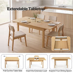 Extendable Dining Table Oak Modern Rectangular Kitchen Table 4-6 Seat | Oak