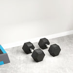 Rubber Hex Dumbbell Portable Hand Weights Home Gym | 25kg | Black