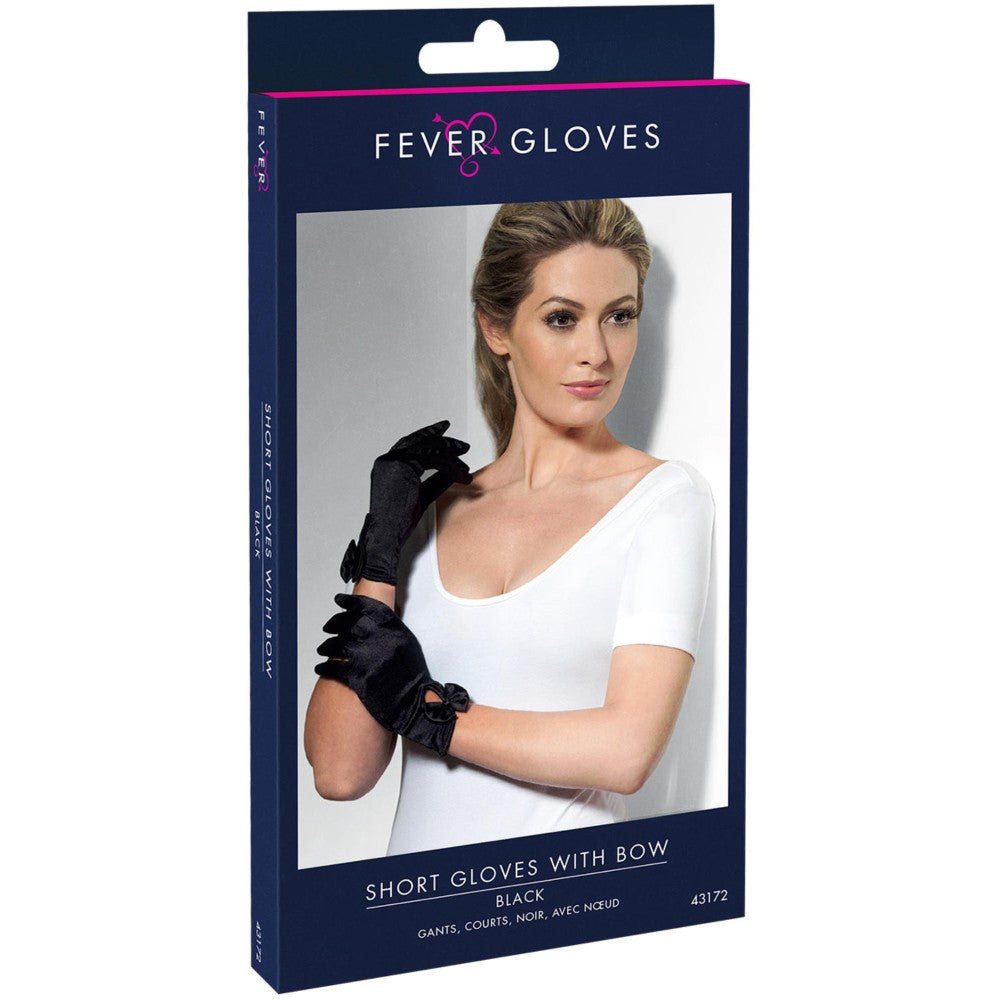 Gloves, Short, With Bow | Black