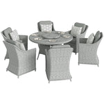 Rattan Garden Dining Set With Turntable, Aluminium Frame