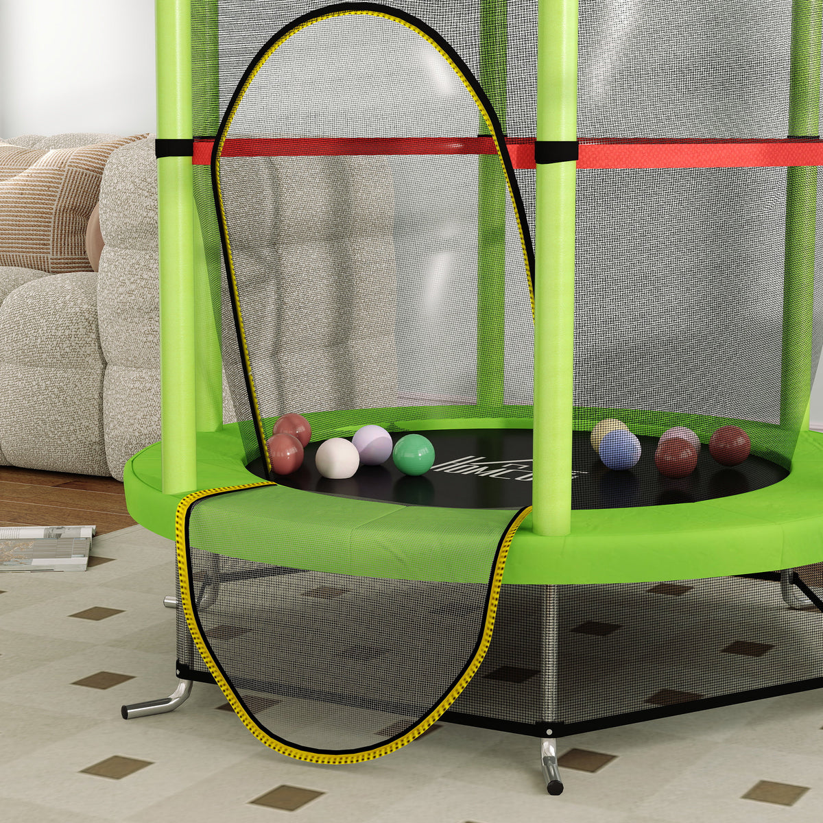 Kids Trampoline W/ Enclosure Net, Steel Frame, For Ages 3-6 Years | Green