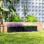 Set Of 2 Hanging Flower Boxes, 50 Cm Long, Rattan Look | Black