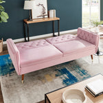 Velvet Click Clack Button Back Sofa Bed - 3 Seater | Pink