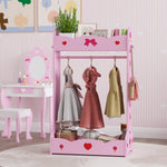Kids Clothes Rail, Dress Up Rail W/ 2 Storage Shelves, 70 X 37 X 103cm | Hot Pink