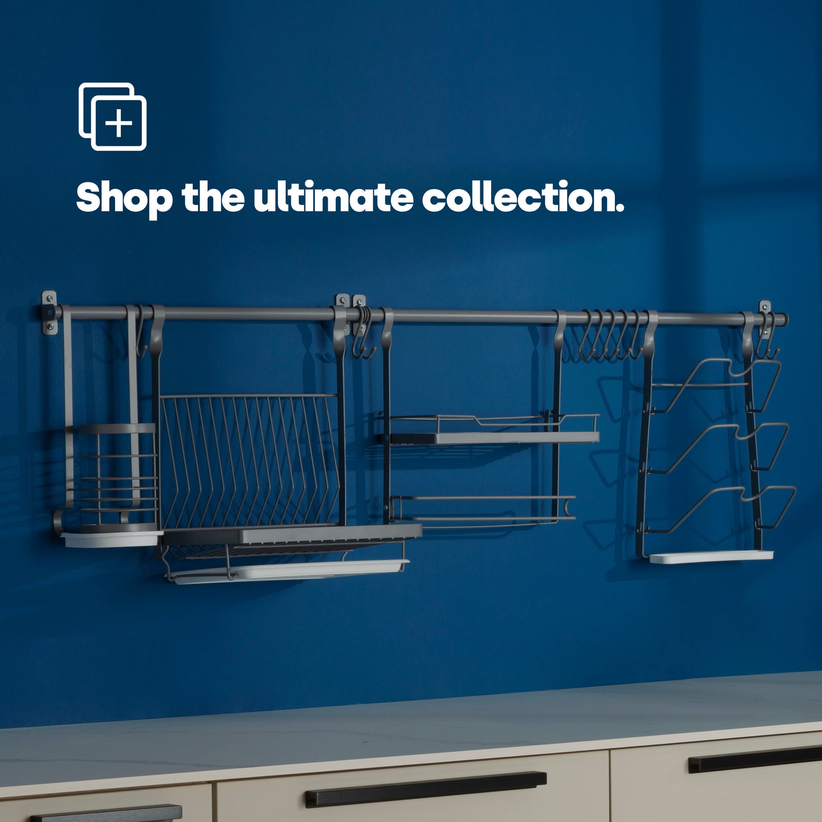 Kitchen Roll Holder With Shelf - Grey