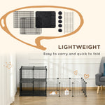 PawHut Pet Playpen With Door, Guinea Pigs Mesh Cage For Small Animal, Black