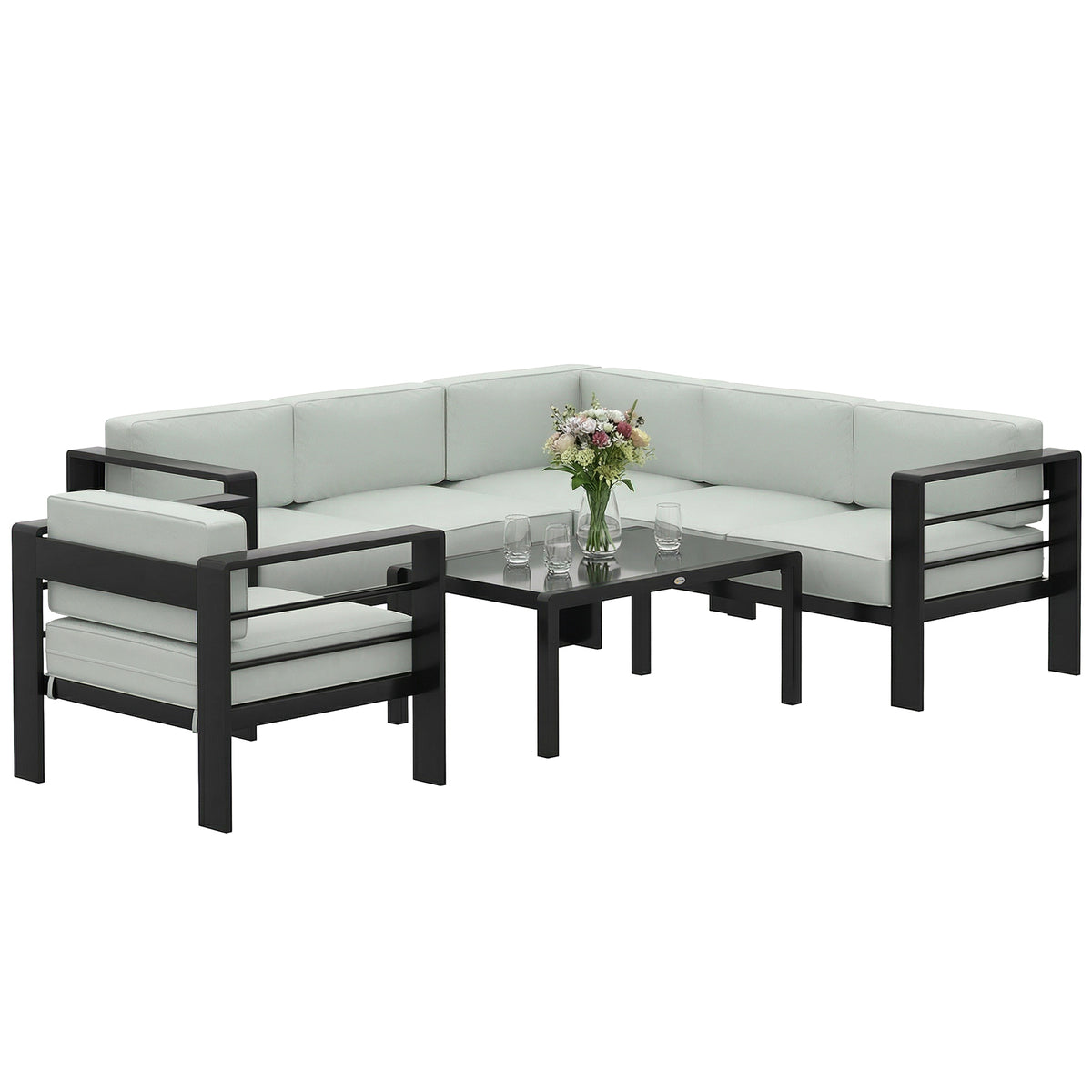 Outsunny Garden Corner Sofa Set, Garden Furniture Set With Coffee Table