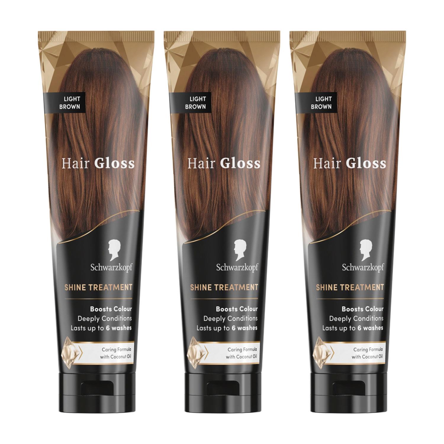 Hair Gloss Shine Treatment 150ml, 3 Pack | Set-of-3 | Light Brown