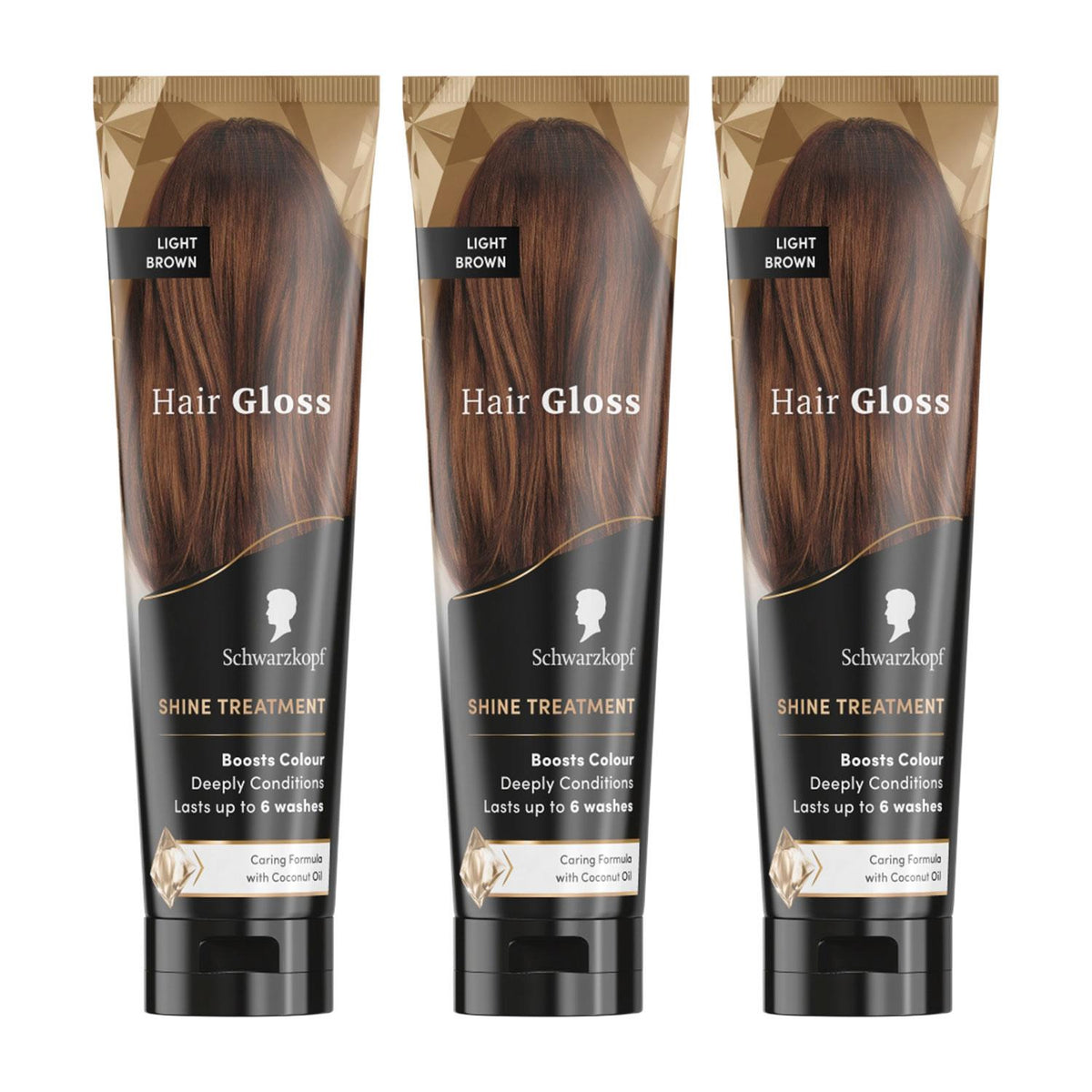 Hair Gloss Shine Treatment 150ml, 3 Pack | Set of 3 | Light Brown
