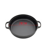 28cm/30cm/35cm Dia Black Round Pre Seasoned Cast Iron Frying Pan Kitchen Skillet With Double Handles | Small | Black