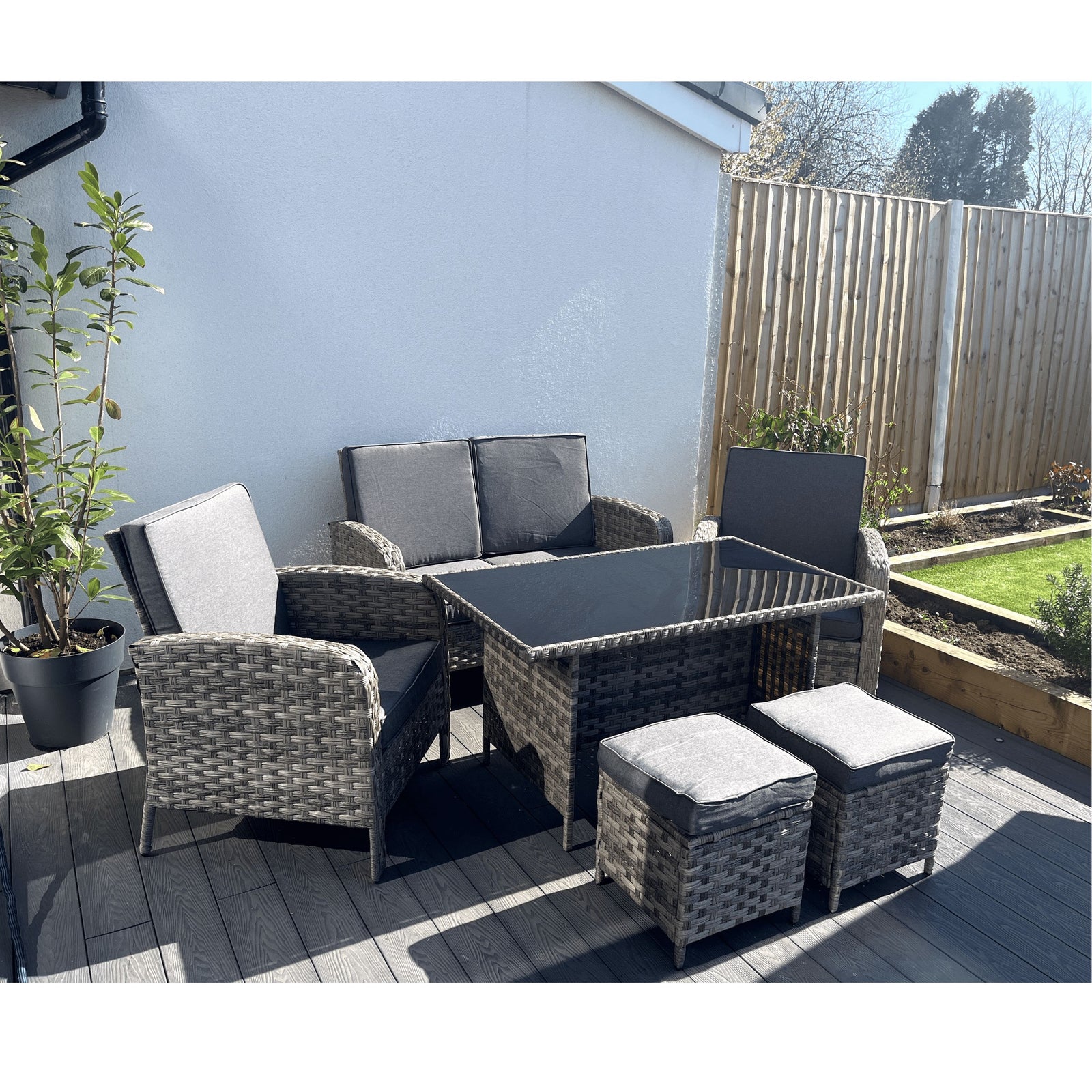 Indoor & Outdoor Living Dorchester 6-piece Rattan Wicker Relaxed Garden Dining Set