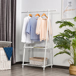 Freestanding Steel Clothes Hanger 2 Shelves Open Wardrobe