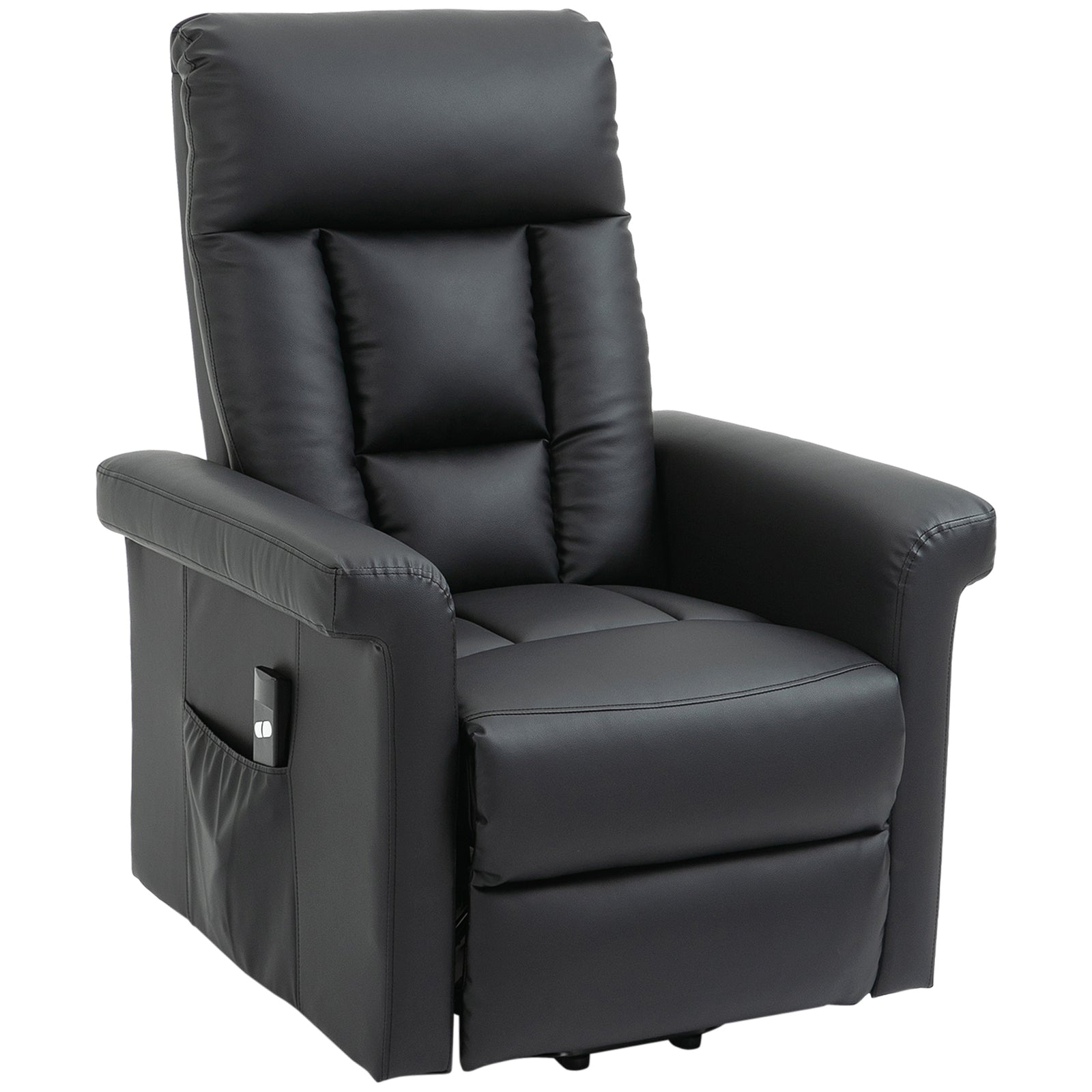 Power Lift Chair Pu Leather Electric W/ Side Pocket | Black