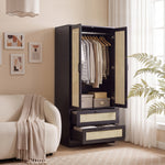 2-door Wardrobe With 2 Drawers | Black