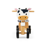 Wooden Ride On Cow, Sturdy Handlebars And Fluffy Seat