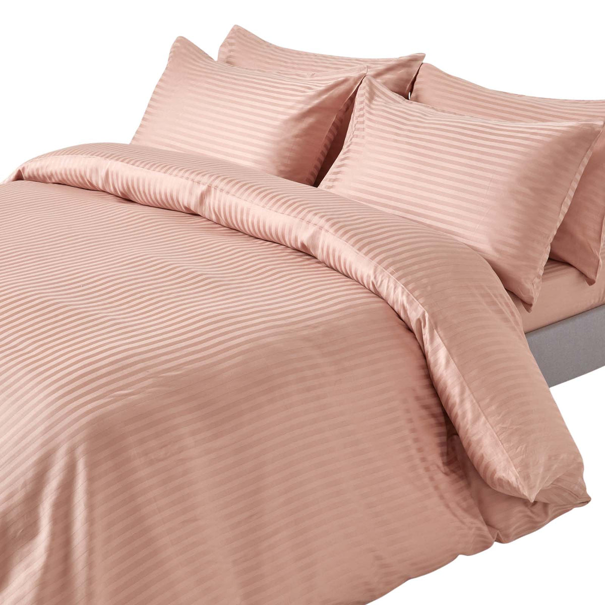 Egyptian Cotton Stripe Duvet Cover With Pillowcase, 330 Tc | King | Taupe