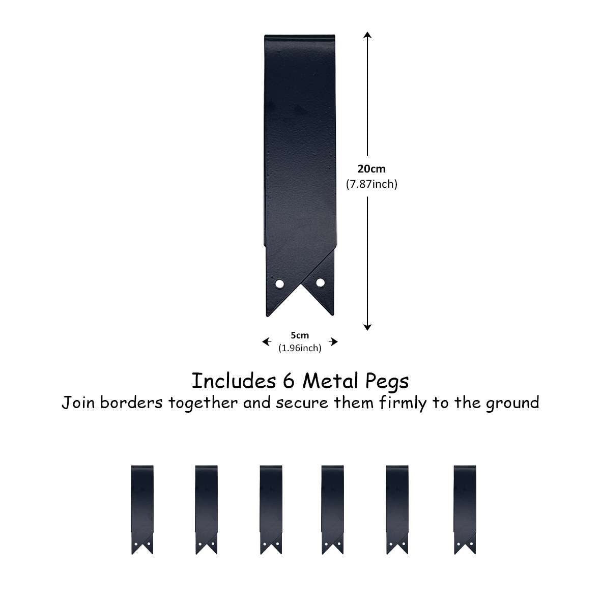 1m Heavy Duty Metal Garden Borders With Pega - Set Of 5 | Anthracite Grey