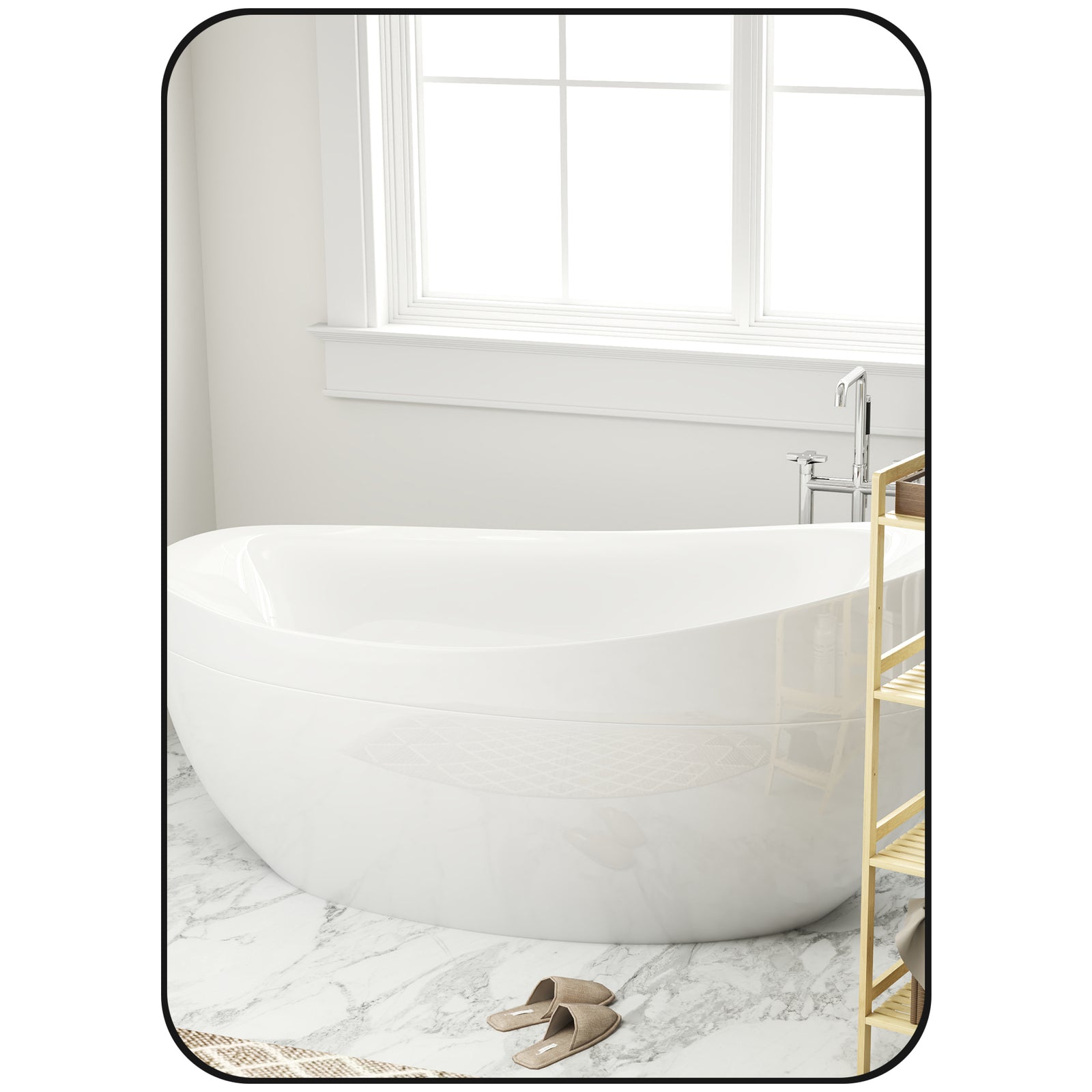 Rectangle Mirror, Wall Mirror With Steel Frame For Bathroom | Small | Black