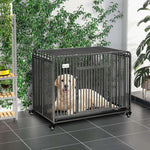 Rolling Heavy Duty Dog Crate W/ Removable Tray