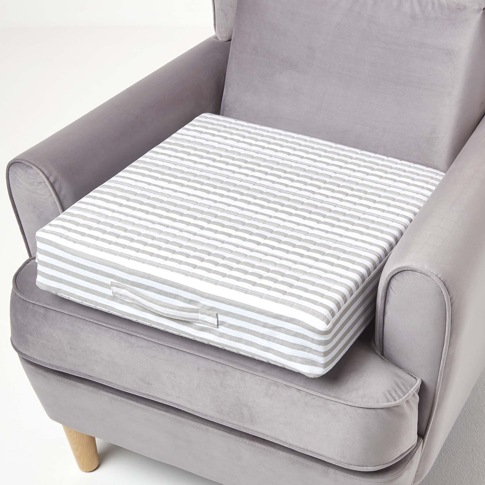 Cotton Orthopaedic Foam Armchair Booster Cushion | 50cm x 50cm | Grey & White
