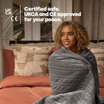 Electric Heated Blanket Grey Micro Fleece With Timer And Safety