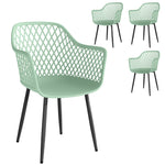 Garden Chairs Set, Garden Dining Chairs With Armrests | Set of 4 | Green