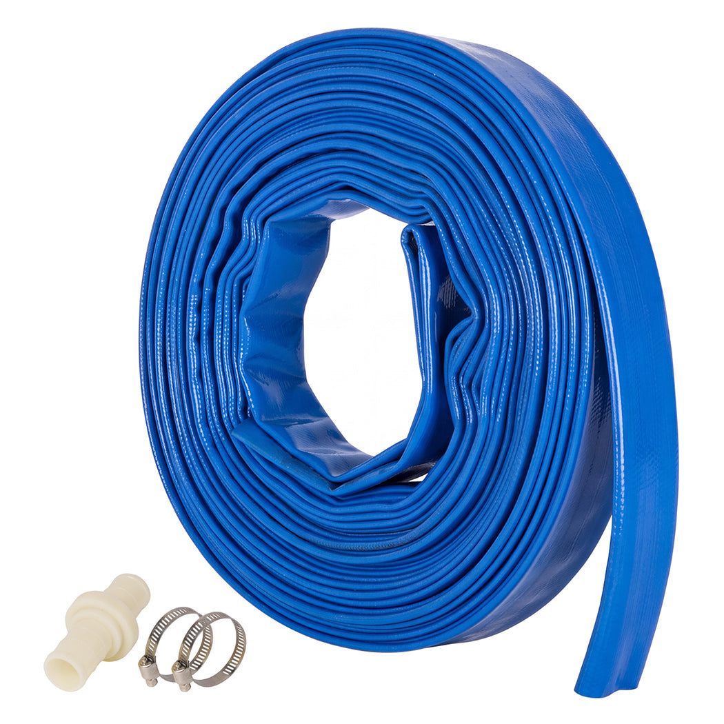 Hose Pipe 1 Inch Reinforced Pvc 20m For Home Pool Drainage Pump Blue | Blue