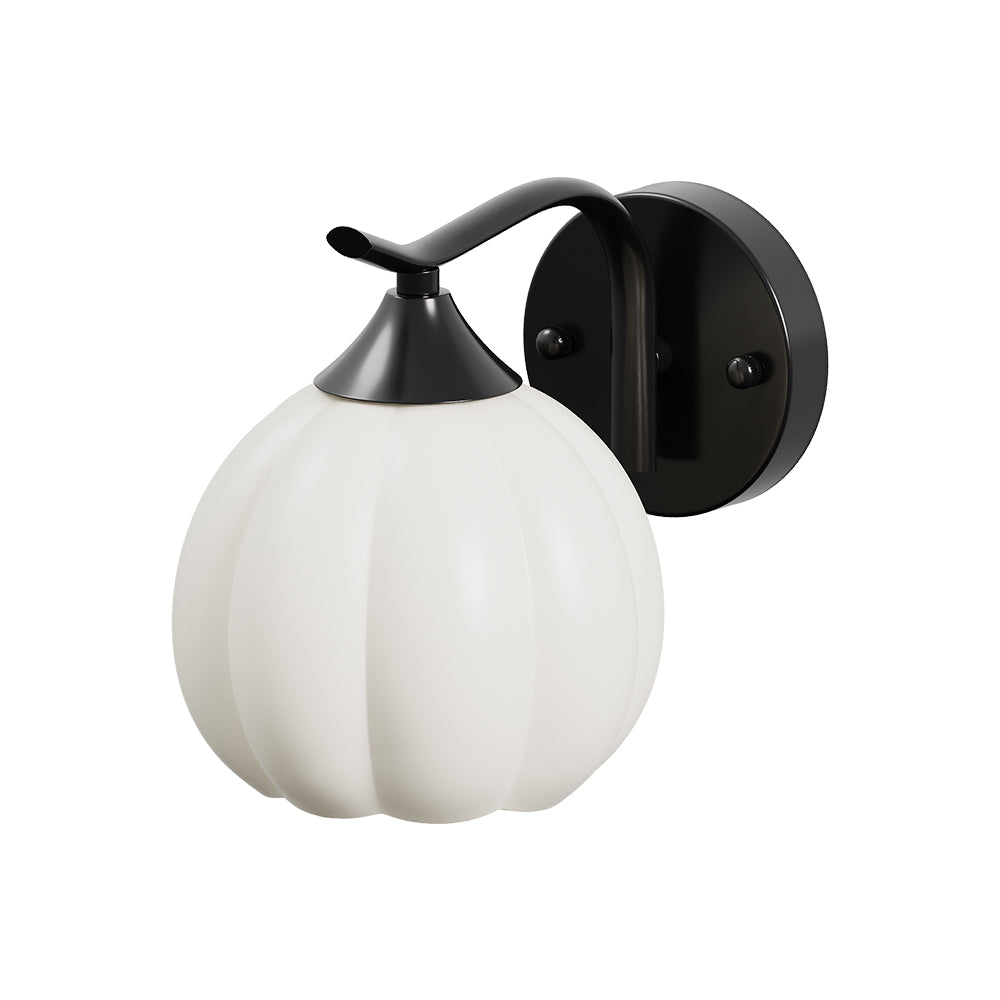 Minimalist Wall Lamp With Petal-shaped White Glass Shade And Black Iron Frame – Elegant Lighting