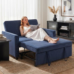 2 Seater Sofa Bed, 3-in-1 Velvet Pull Out Sleeper Sofa | Dark Blue