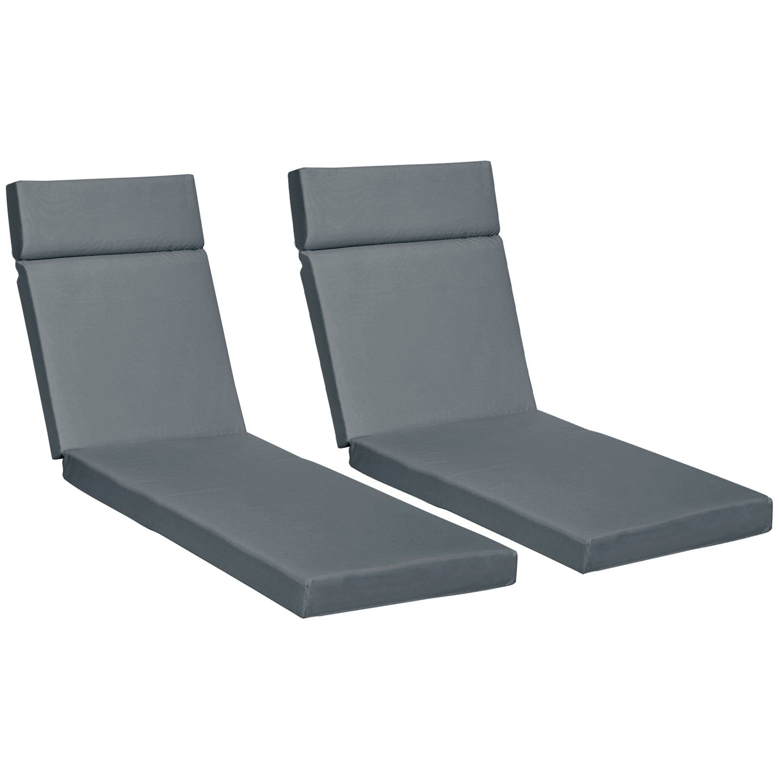 Set Of 2 Sun Lounger Cushions, Replacement Cushions | Dark Gray