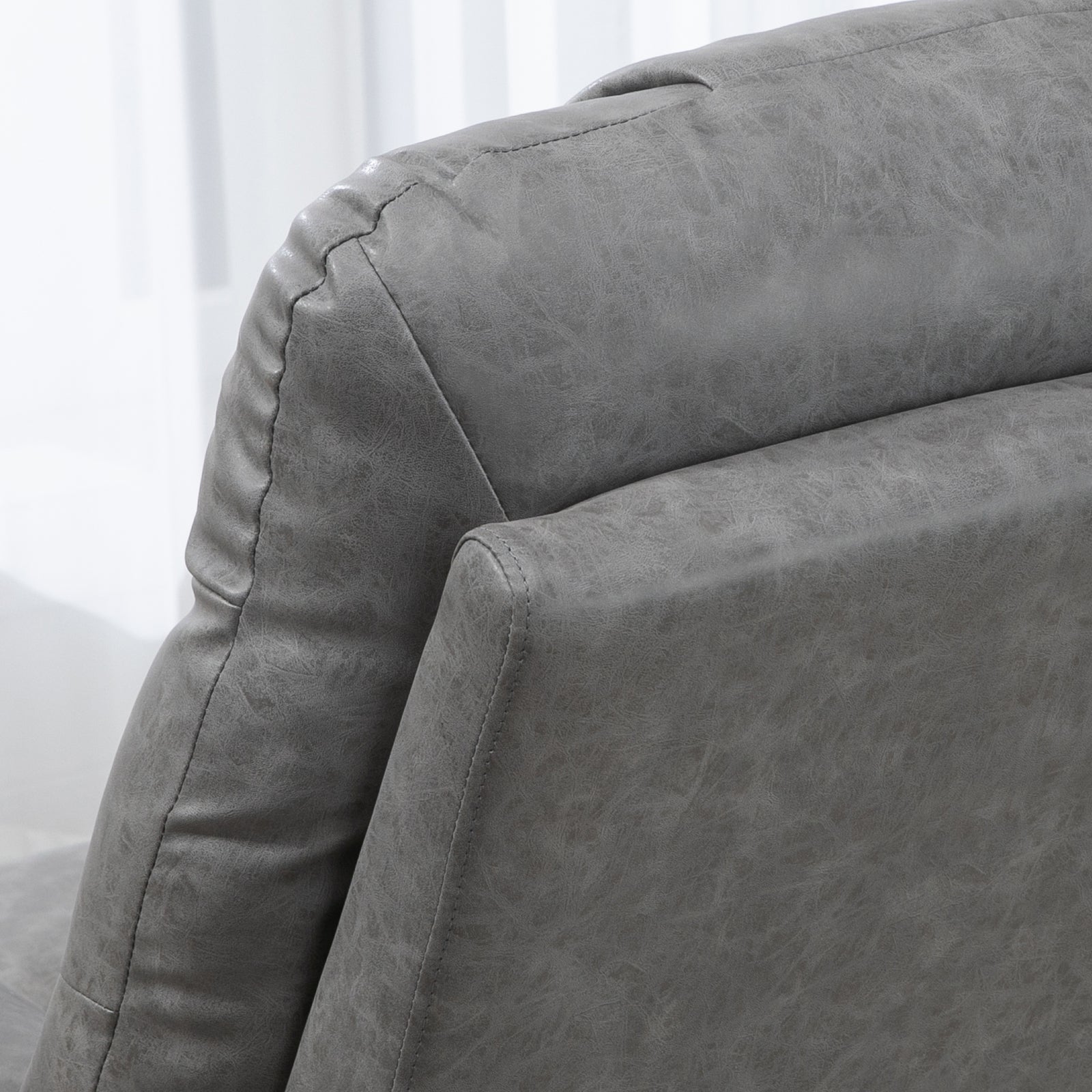 Manual Recliner Chair W/ Footrest Cup Holder | Grey