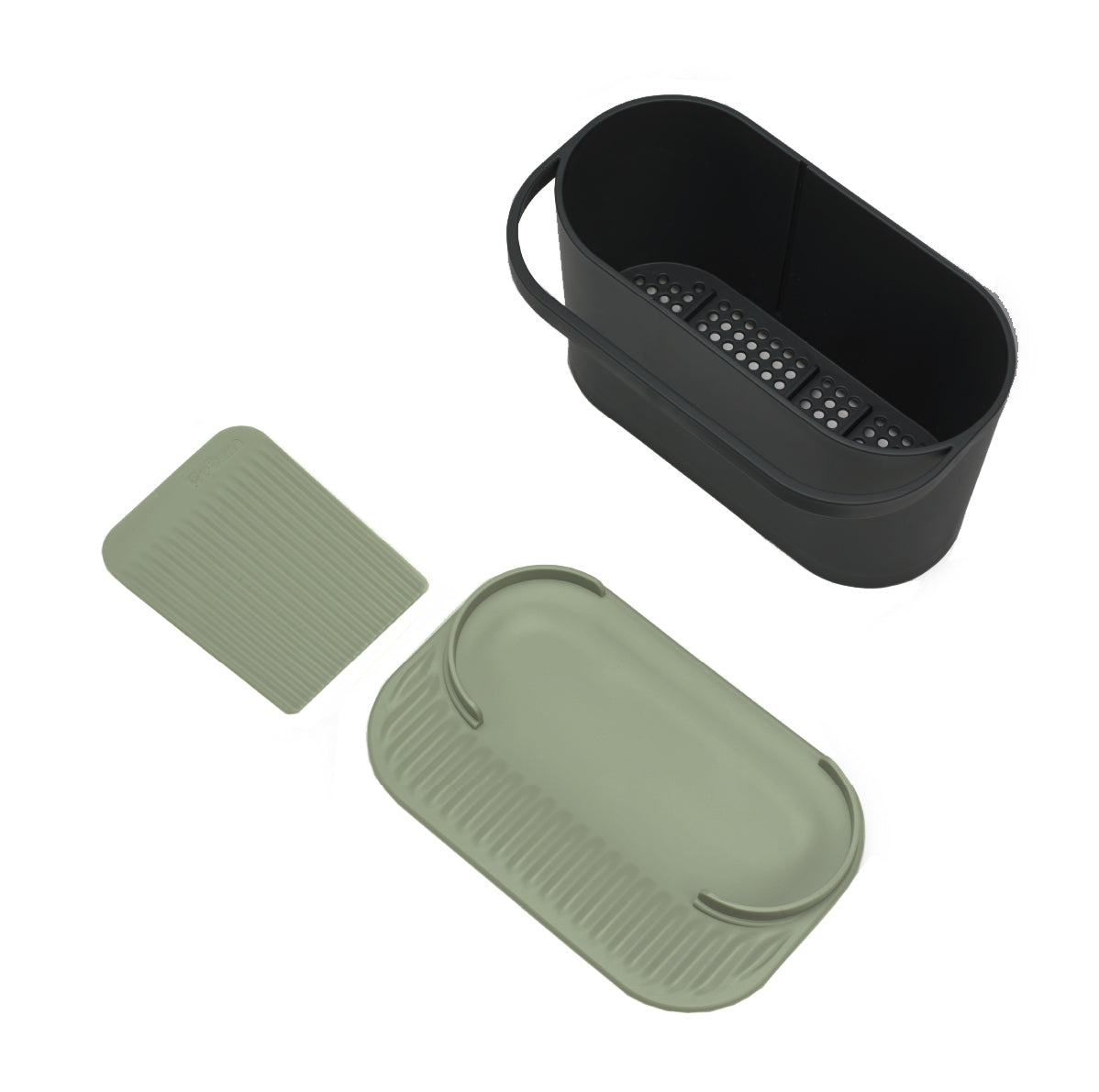 Recycled Sink Tidy - Sage Green Kitchen Sink Organiser - Integrated Dishcloth Rail - Made in the UK