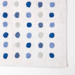 Tufted Cotton Bath Mat With Polka Dot Design | 50 x 80cm | Blue & White