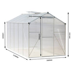 Polycarbonate Greenhouse– Aluminum Frame Walk-in Greenhouse With Sliding Door & 2 Ventilation Window For Plants & Flowers | White