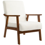 Boucle Accent Chair Armchair W/ Wide Seat For Living Room | One Size | White