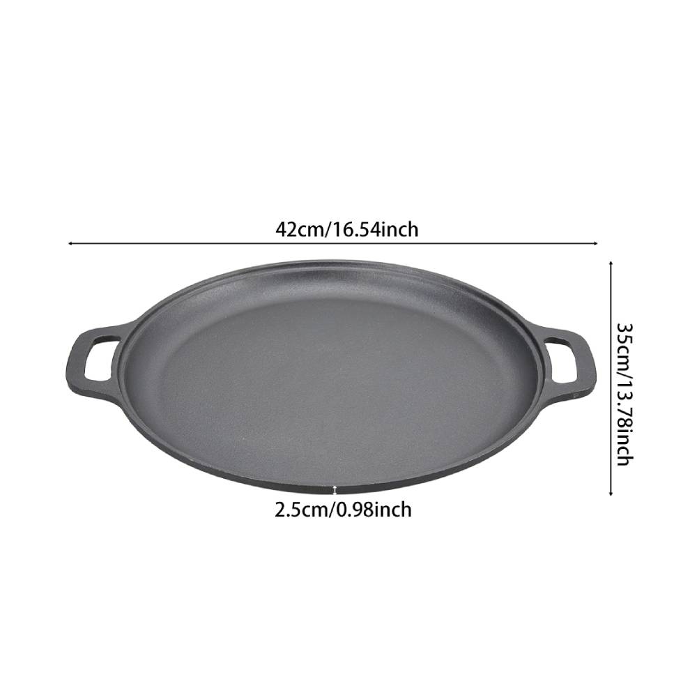27.5/30/33/35cm Dia Pre-seasoned Round Dual-handle Cast Iron Grill Pan | Extra Large