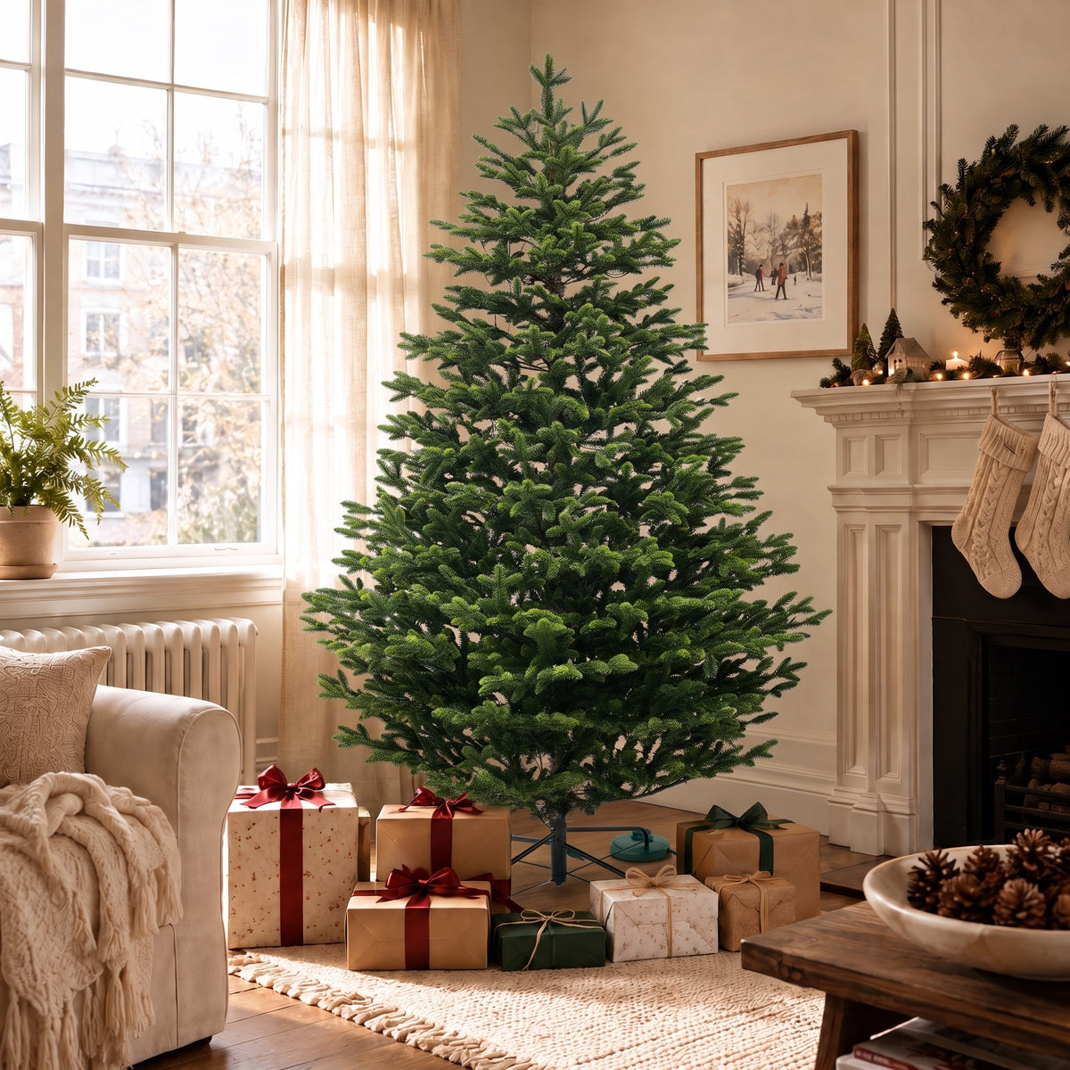 Artemis Home Aldercombe Pre-lit Pe Artificial Christmas Tree - Warm White & Multicolour LEDs