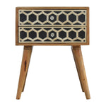 Solid Wood Bone Inlay Bedside, 2 Drawers, Beige