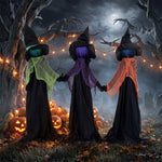 HOMCOM 48" Witches Holding Hands Halloween Decoration Light Up Animated Prop