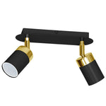 Joker Hand Made Ceiling Lamp In Matt Black With Luxurious Gold Detail Featuring 2 Minmalistic Slender Cylinder Shades