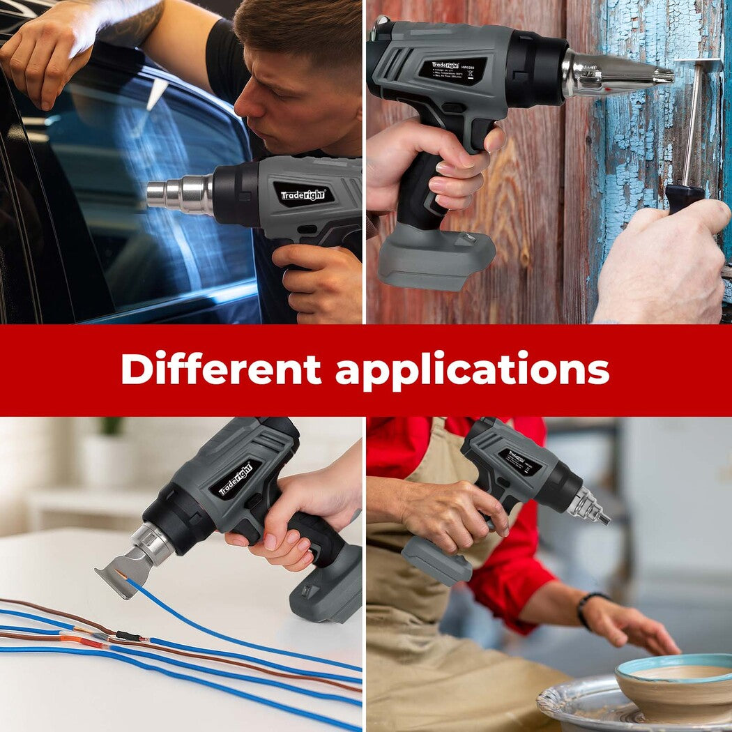 Hot Air Heat Gun Electric Cordless 21v With 5 Nozzles (no Battery) | Grey