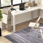 HOMCOM 4 Pack Linen-look Padded Folding Chairs With Cushioned Seat Beige