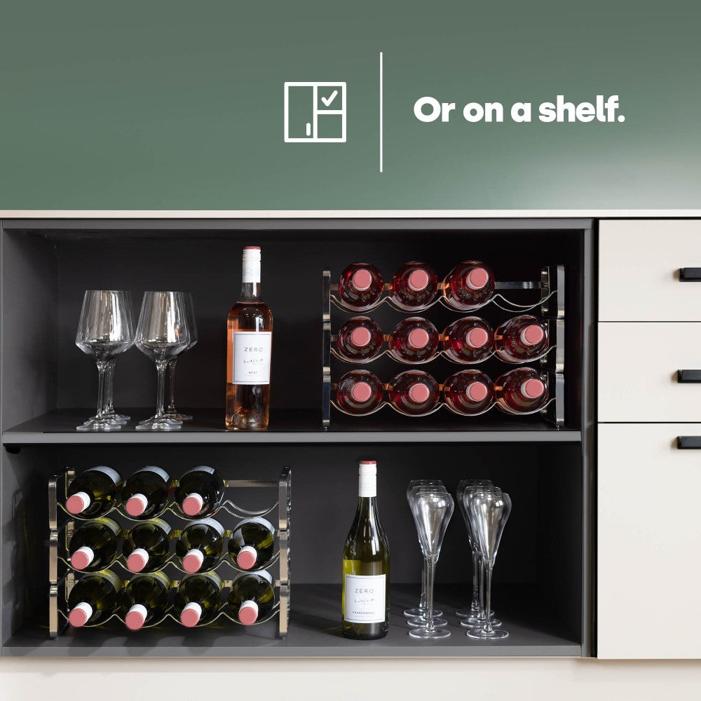 Metal Wine Rack Countertop Organiser For 4 To 16 Bottles | Silver