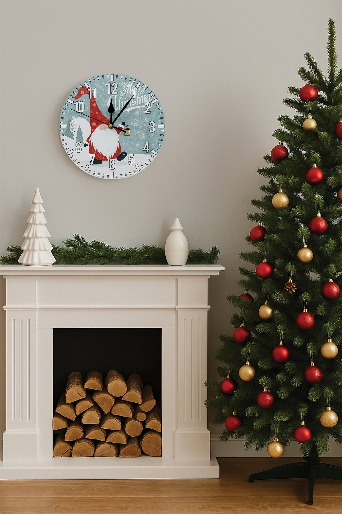 Xmas Haus Christmas Wall Clock (indoor), Santa Gonk