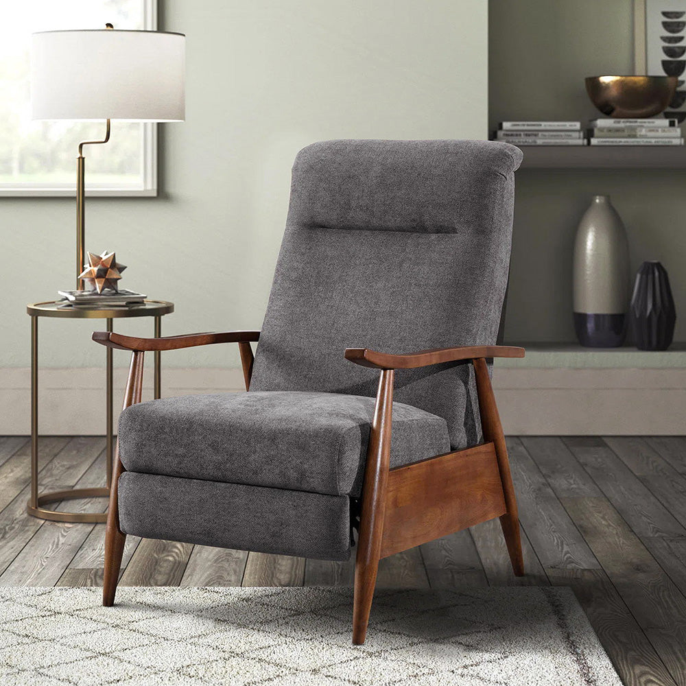 Manual Recliner Armchair Upholstered Lounge Chair With Adjustable Backrest & Footrest