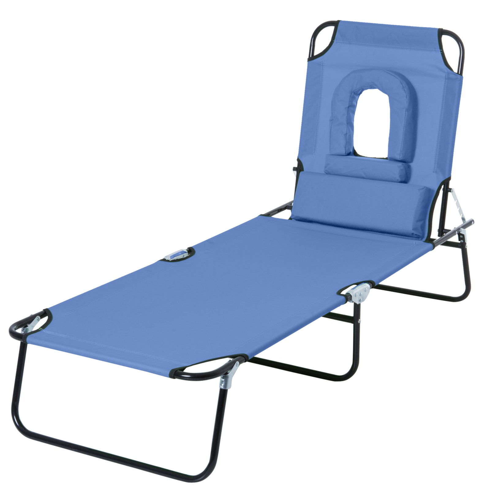 Garden Sun Lounger Folding Recliner Chair | Set of 1 | Blue