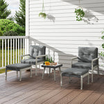 5-pieces Rattan Patio Set With Acacia Wood Top Table