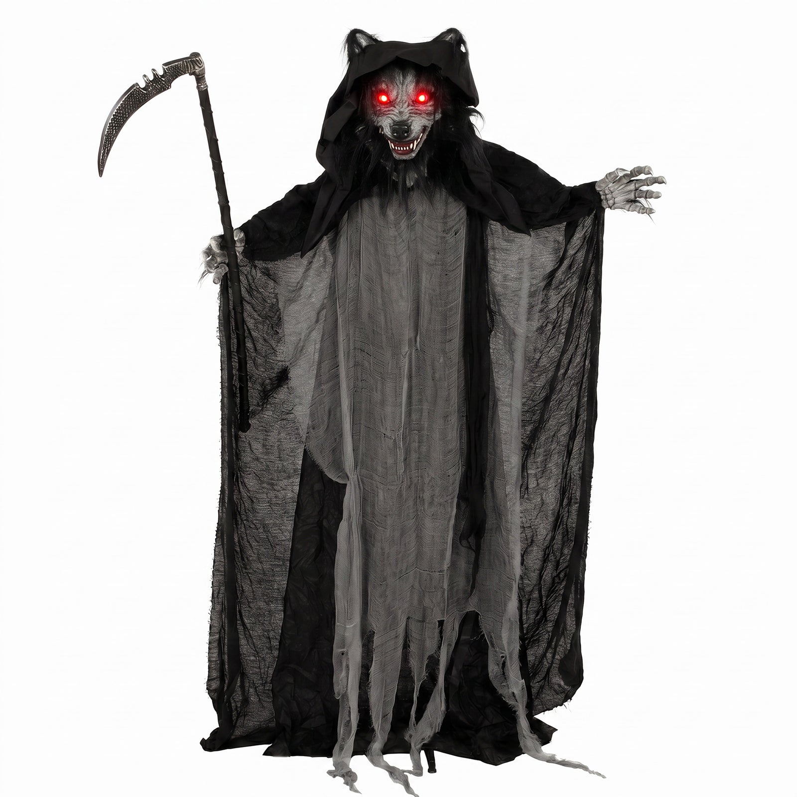 HOMCOM Halloween Standing Werewolf Animated Decoration With Light-up Eyes