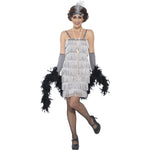 Flapper Costume, With Short Dress | Small | Silver