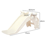 4-in-1 Kids Slide Set Basketball Hoop Ring Toss Foldable Indoor Playground | Beige